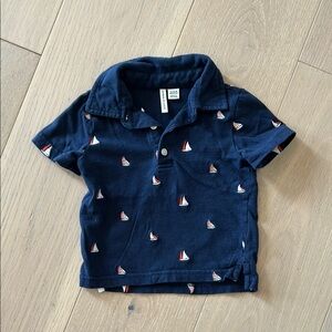 Navy Blue Sailboat Kids Polo Shirt